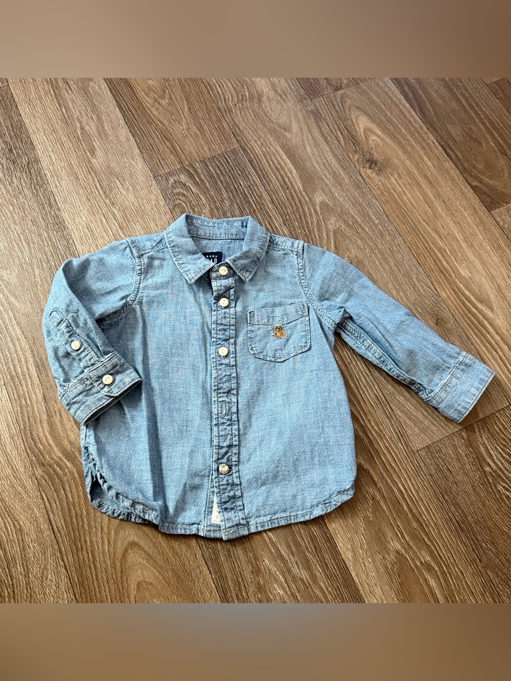 GAP Light Blue Denim Button-Down Shirt for Kids